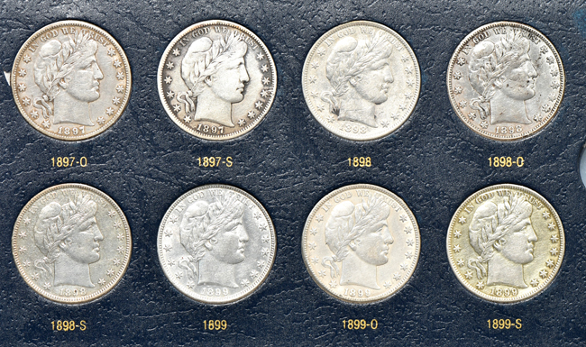 Complete collection of Barber half-dollars in a Whitman 9124 album