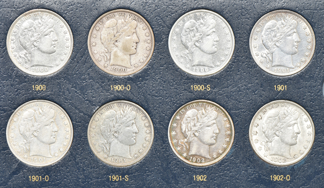Complete collection of Barber half-dollars in a Whitman 9124 album