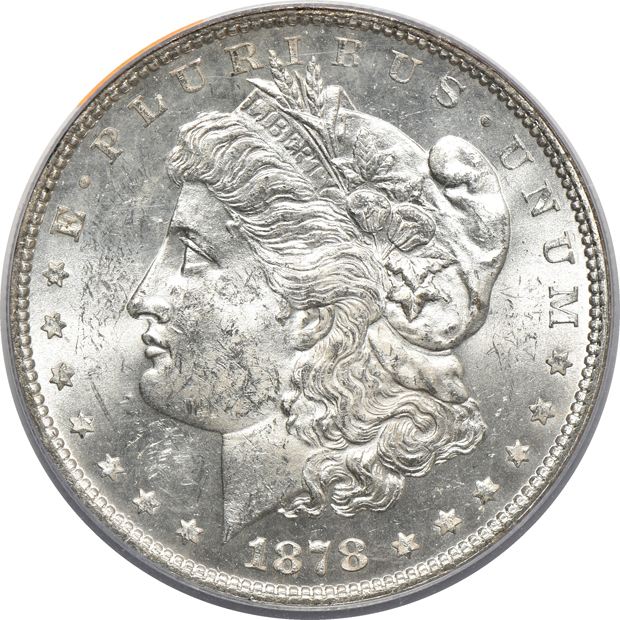 Seven Uncirculated 1878 7TF Reverse of 1878, all PCGS certified