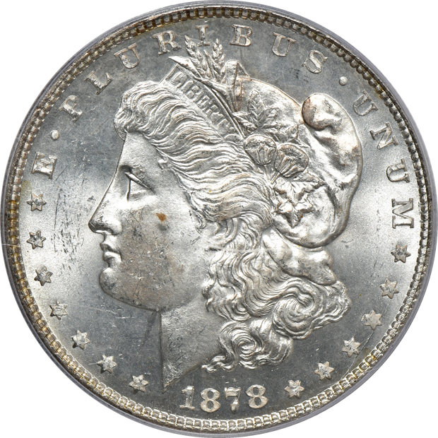 Seven Uncirculated 1878 7TF Reverse of 1878, all PCGS certified