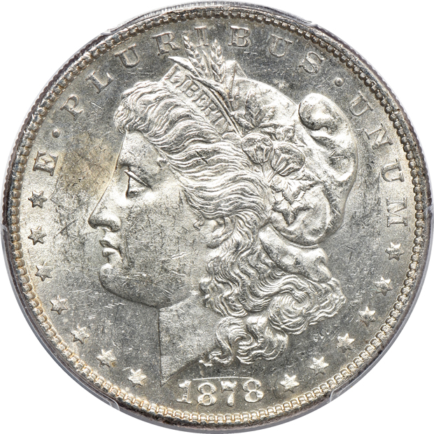 Seven Uncirculated 1878 7TF Reverse of 1878, all PCGS certified