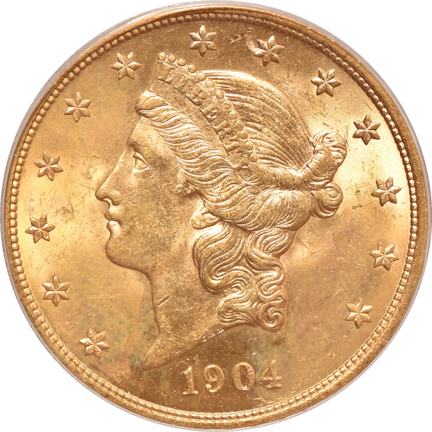 1904 MS-61, 1904 MS-62, and 1904 MS-62, all PCGS (green label)