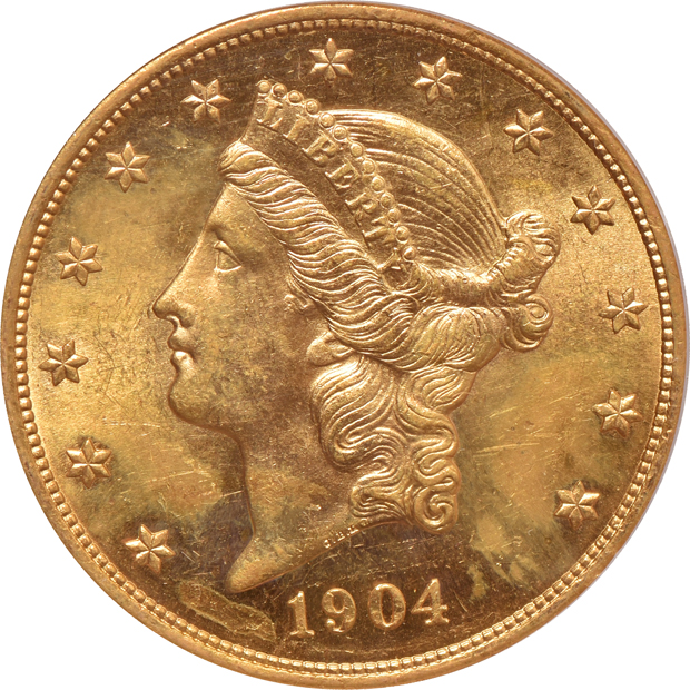 1904 MS-61, 1904 MS-62, and 1904 MS-62, all PCGS (green label)