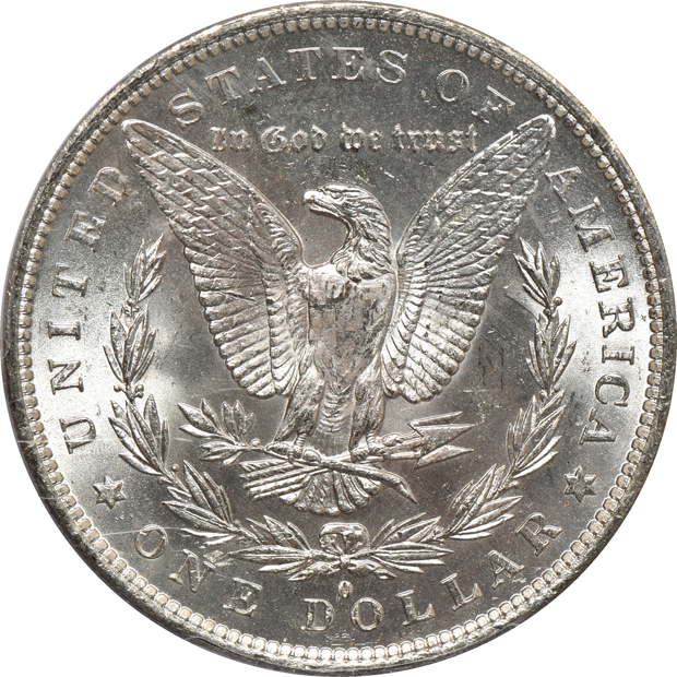 Seven Morgan silver dollars certified MS-65