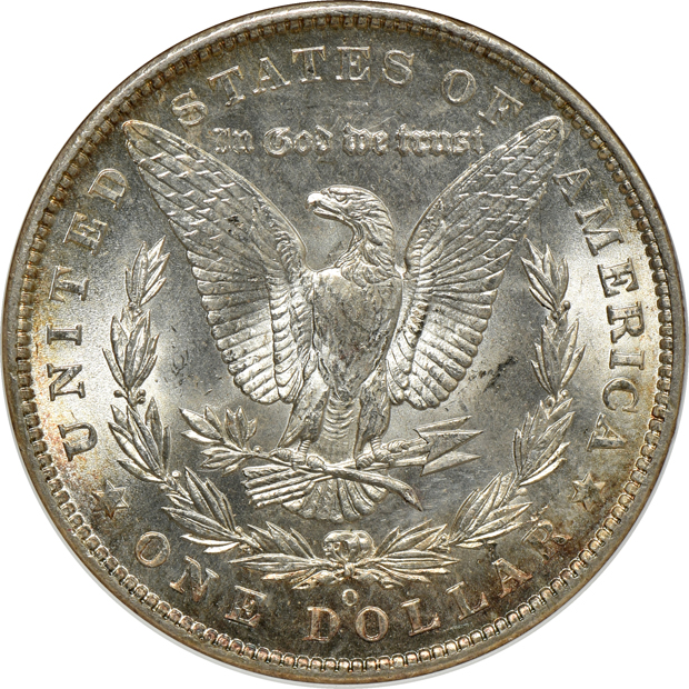 Five Morgan silver dollars certified MS-62 by ANACS
