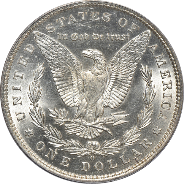 1888-O PCGS MS-64, 1890 PCGS MS-64, and a 1902-O NGC MS-65 PL (no line)