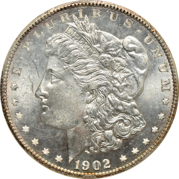 1888-O PCGS MS-64, 1890 PCGS MS-64, and a 1902-O NGC MS-65 PL (no line)
