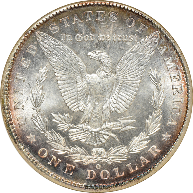 1888-O PCGS MS-64, 1890 PCGS MS-64, and a 1902-O NGC MS-65 PL (no line)