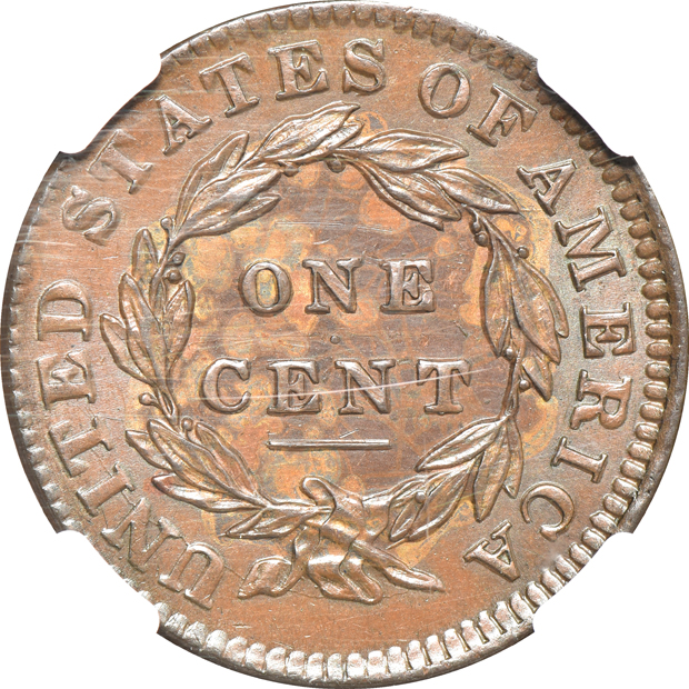 1832 Medium Letters N-1 NGC MS-61 BN