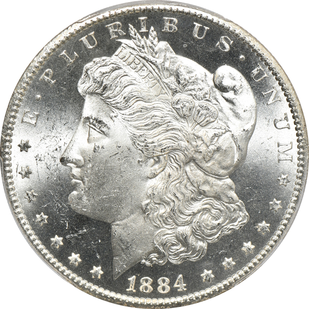 1881-CC MS-63PL, and an 1884-CC MS-65, both PCGS