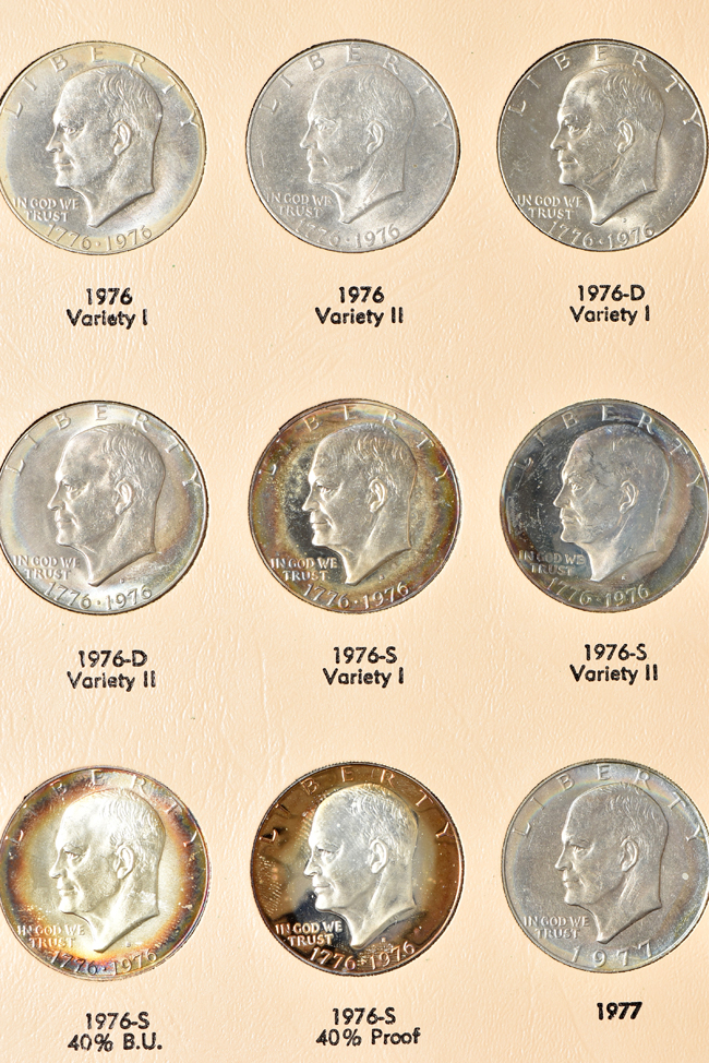 Complete collection of Eisenhower dollars, including proof-only issues and extras, in a Dansco 8176 album