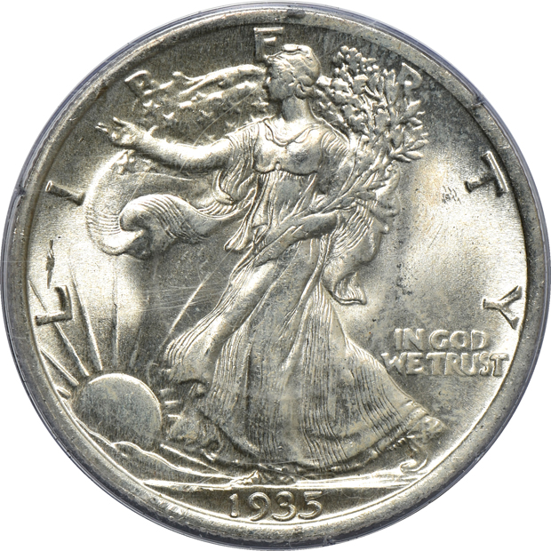 1935 MS-65, 1939-D MS-64 CAC, and a 1942 PR-64 CAC, all PCGS (rattler)