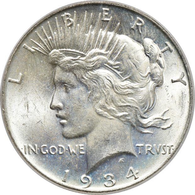 1934 MS-65, and a 1934 MS-65 CAC, both PCGS