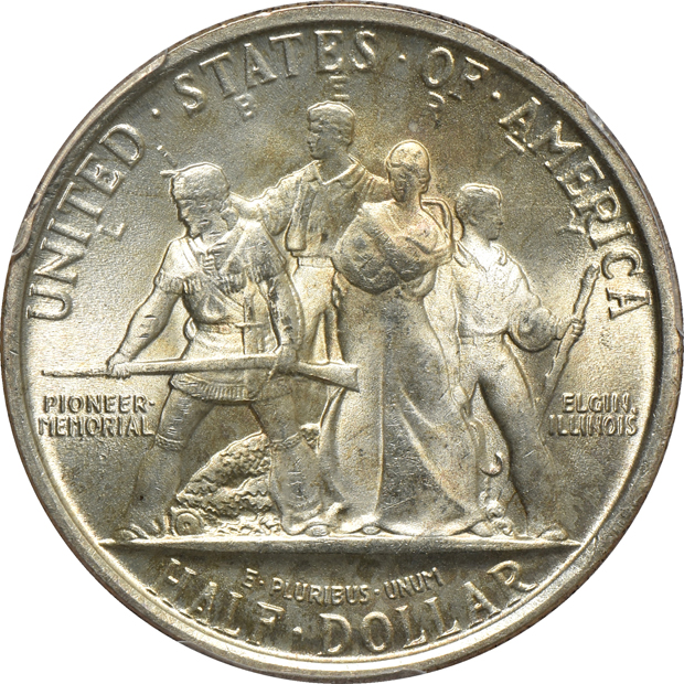 1925 Stone Mountain MS-66, 1935-S San Diego MS-66, and a 1936 Elgin MS-66+, all PCGS