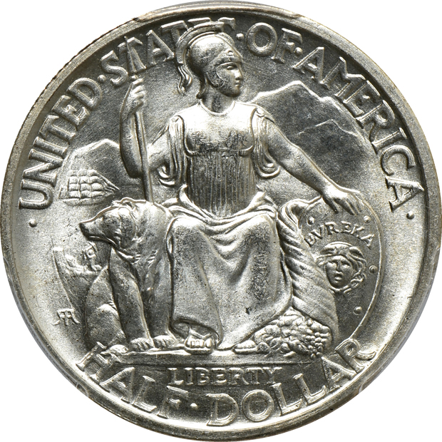 1925 Stone Mountain MS-66, 1935-S San Diego MS-66, and a 1936 Elgin MS-66+, all PCGS
