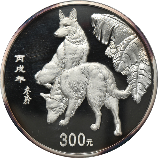 China - 2006 1 kilogram silver Lunar Year of the Dog 300 yuan in capsule with box and certificate