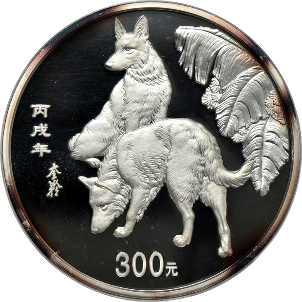 China - 2006 1 kilogram silver Lunar Year of the Dog 300 yuan in capsule with box and certificate