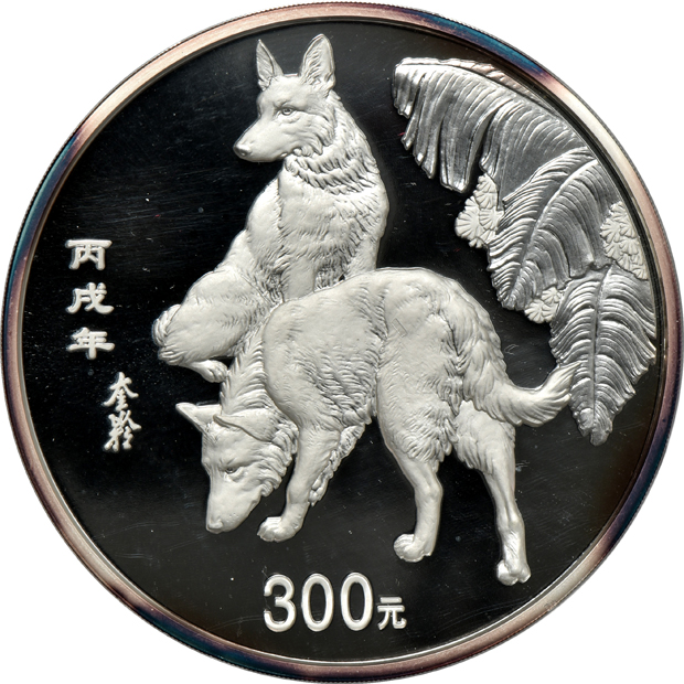 China - 2006 1 kilogram silver Lunar Year of the Dog 300 yuan in capsule with box and certificate