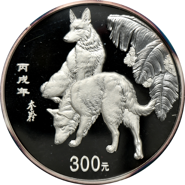 China - 2006 1 kilogram silver Lunar Year of the Dog 300 yuan in capsule with box and certificate