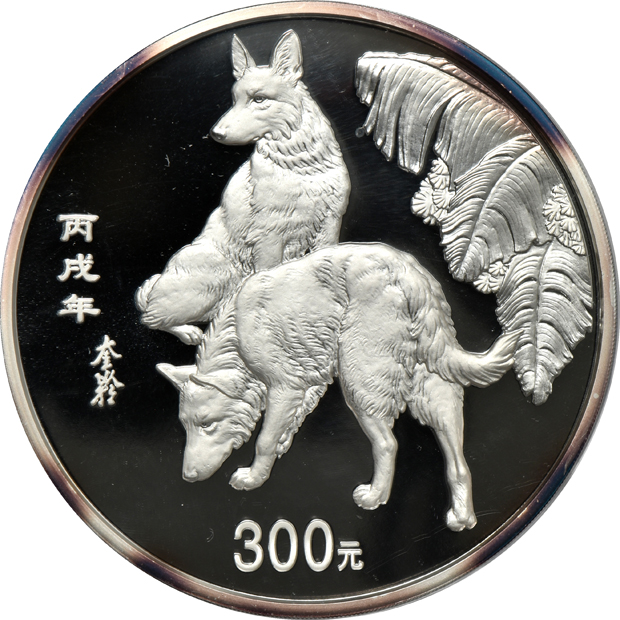 China - 2006 1 kilogram silver Lunar Year of the Dog 300 yuan in capsule with box and certificate