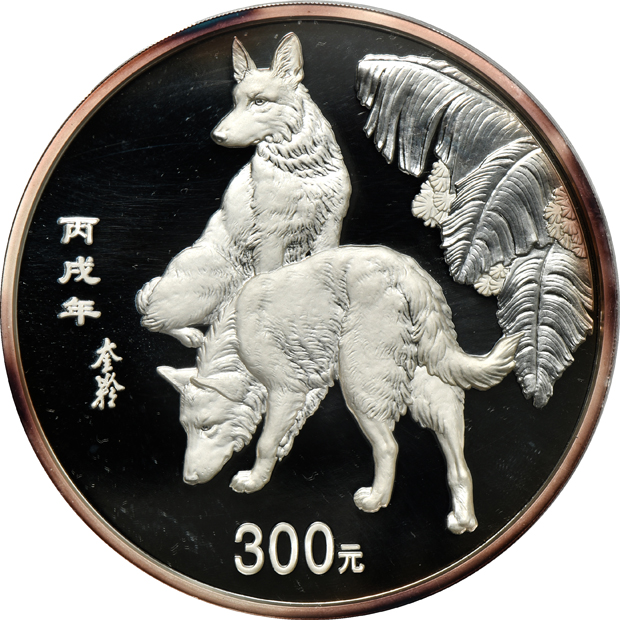 China - 2006 1 kilogram silver Lunar Year of the Dog 300 yuan in capsule with box and certificate