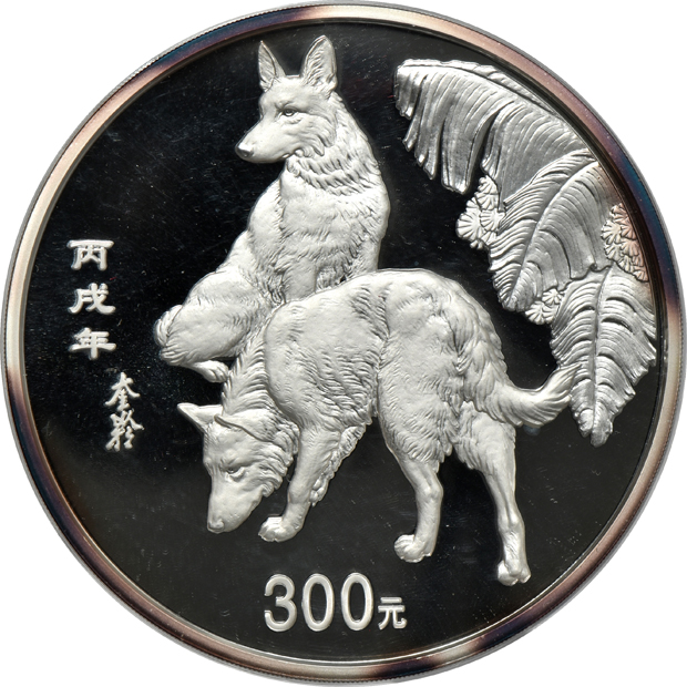 China - 2006 1 kilogram silver Lunar Year of the Dog 300 yuan in capsule with box and certificate