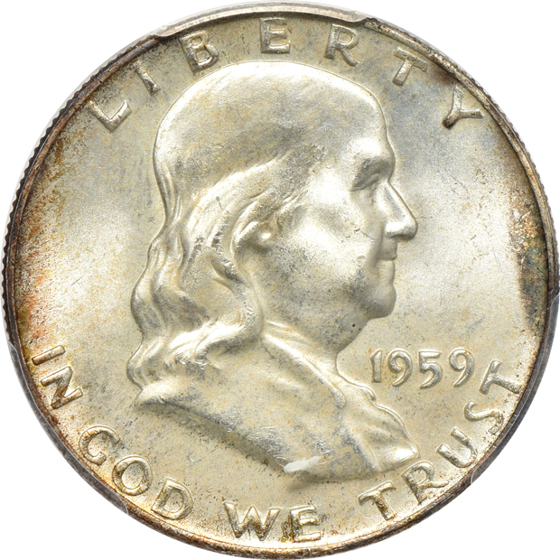 Four certified Franklin half-dollars