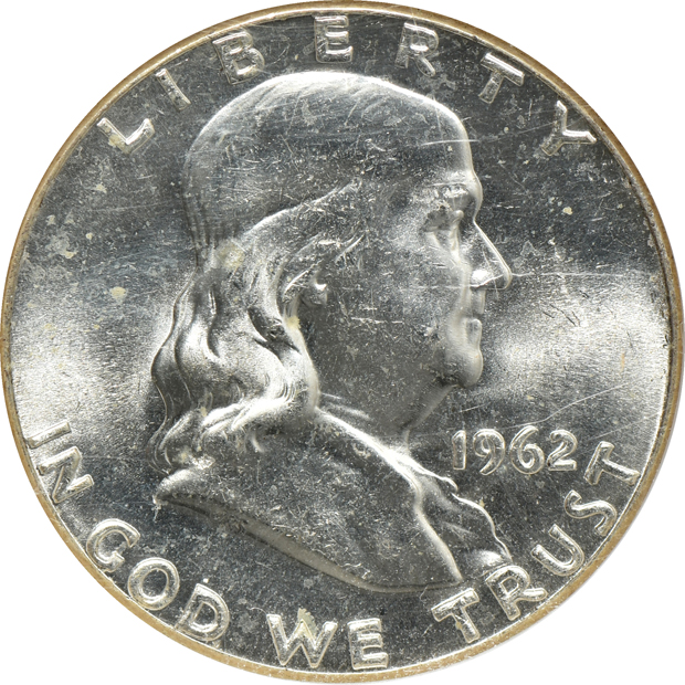 Four certified Franklin half-dollars