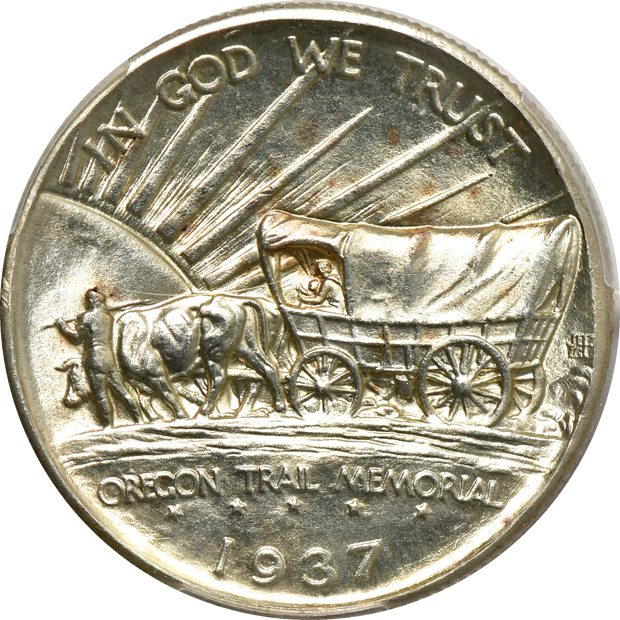 1936 Delaware, 1937 Roanoke, and 1937-D Oregon, all PCGS MS-66