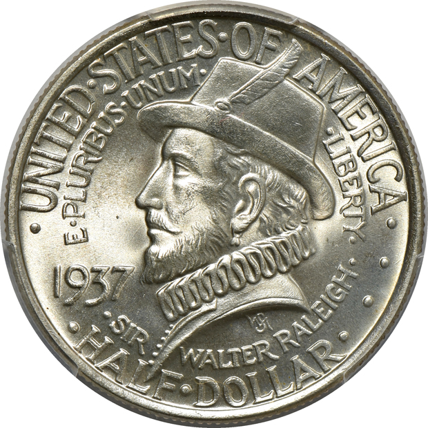 1936 Delaware, 1937 Roanoke, and 1937-D Oregon, all PCGS MS-66
