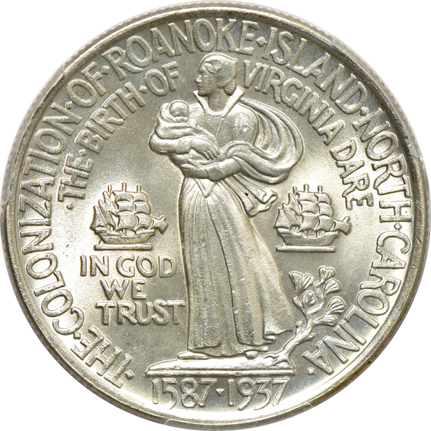 1936 Delaware, 1937 Roanoke, and 1937-D Oregon, all PCGS MS-66