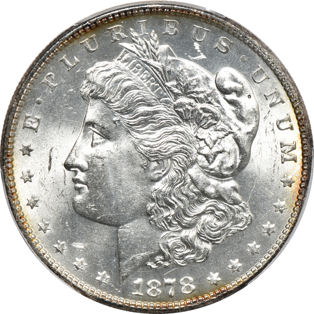 1878 8 TF MS-63, and an 1879-S Reverse of 1878 AU-58, both PCGS