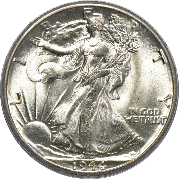 Eight certified Walking Liberty half-dollars