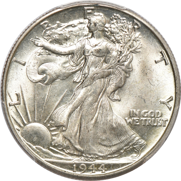 Eight certified Walking Liberty half-dollars