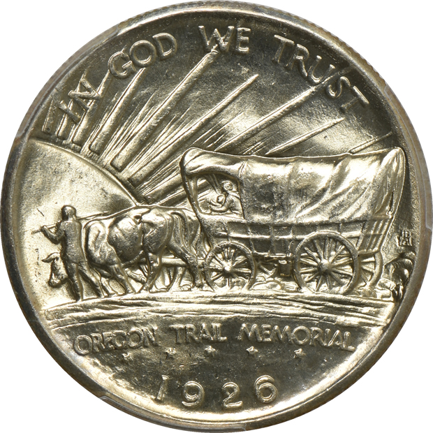 Four silver commemorative half-dollars certified by PCGS