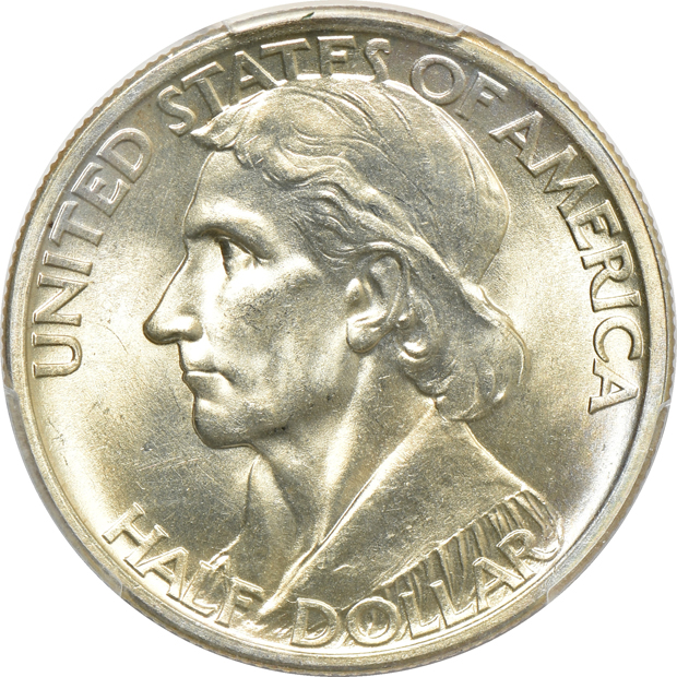Four silver commemorative half-dollars certified by PCGS