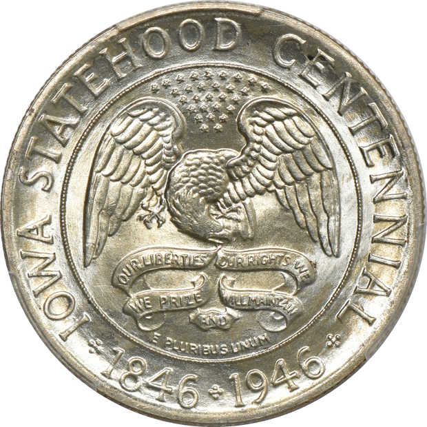 Four silver commemorative half-dollars certified by PCGS