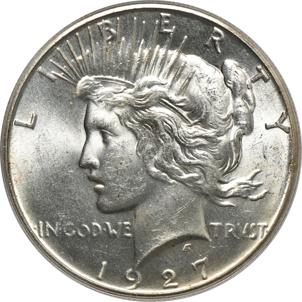 Four Peace dollars certified by PCGS