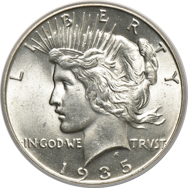 Four Peace dollars certified by PCGS