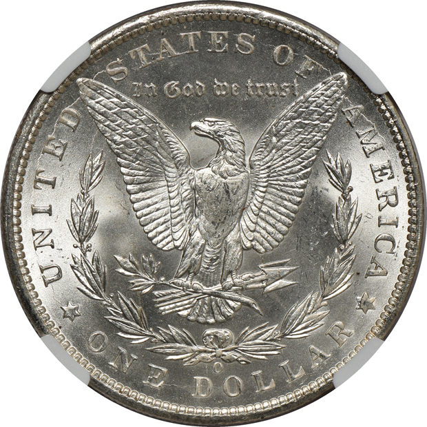 Four Morgan silver dollars certified by NGC