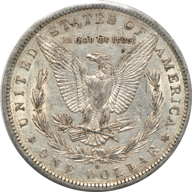 1882-O GSA softpack XF, 1882-O GSA softpack NGC AU-53, and an 1884-O GSA softpack NGC MS-63