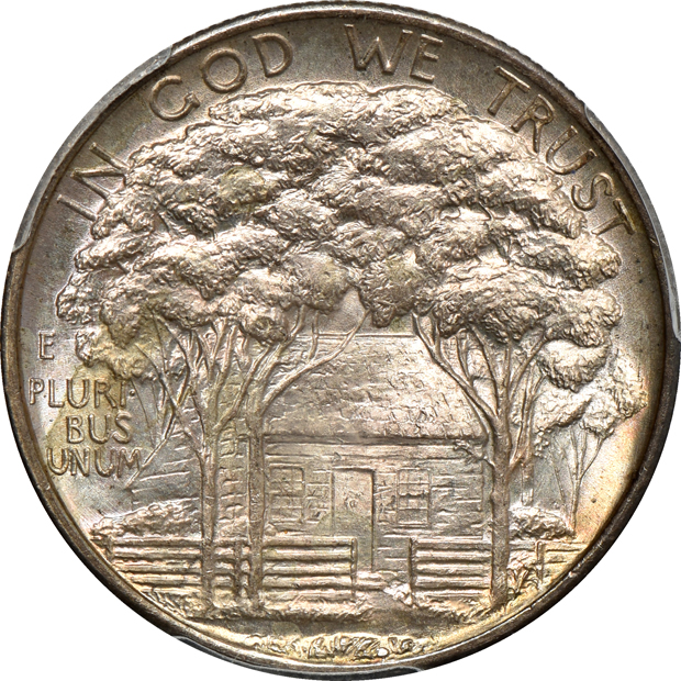 Four silver commemorative half-dollars certified by PCGS