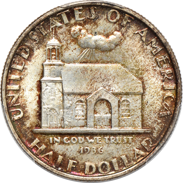 Four silver commemorative half-dollars certified by PCGS