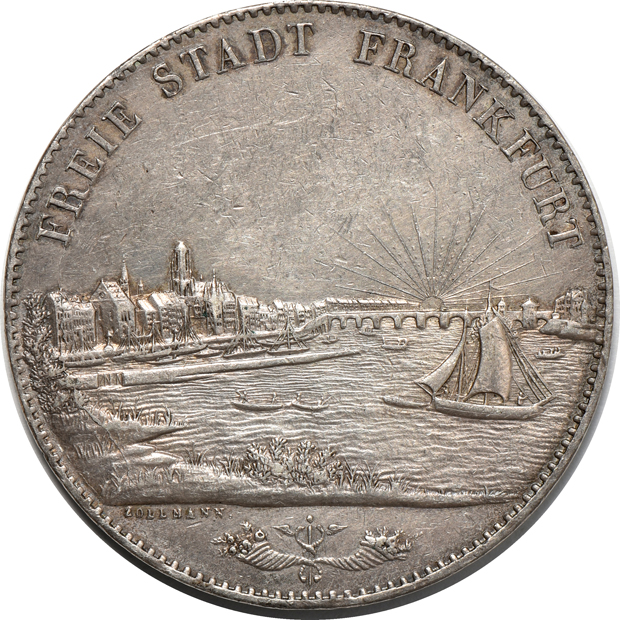 Germany - 1844 and 1861 Frankfurt 2 thaler, both AU