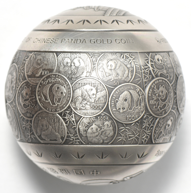 China - 2017 888 gram silver Panda commemorative sphere decoration in recognition of the 35th Anniversary of the Issuance of Chinese Panda Gold Coin