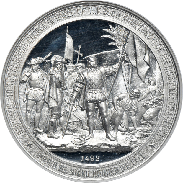 Three 1892 World's Columbian Exposition 50mm E-101 Aluminum Liberty Head medals certified by NGC