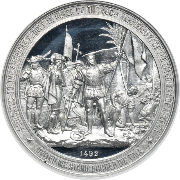 Three 1892 World's Columbian Exposition 50mm E-101 Aluminum Liberty Head medals certified by NGC