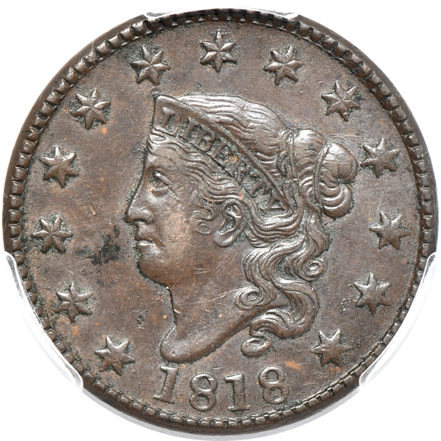 1798 2nd Hair Style AU-50, and an 1818 AU-53, both PCGS