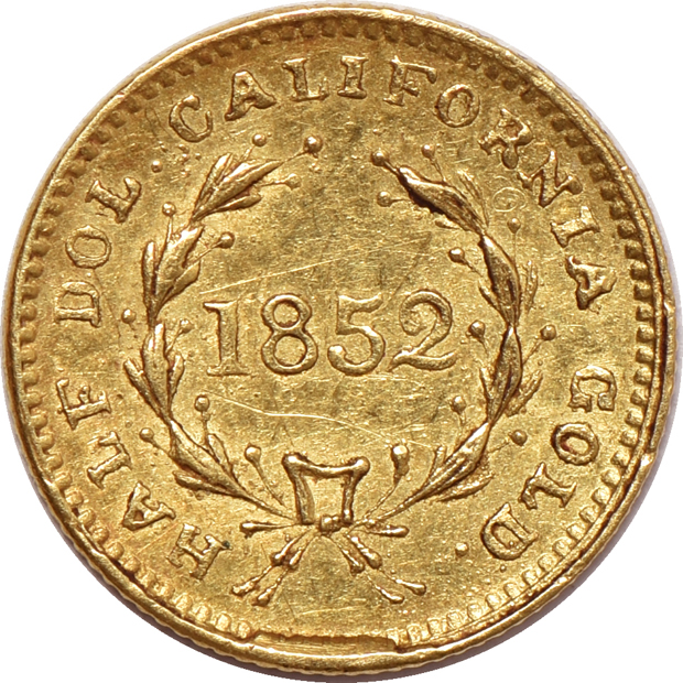1852 50-cents BG- 407, as described