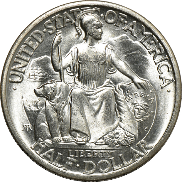 1900 Layfayette dollar, three silver commemorative half-dollars, and a Norse medal